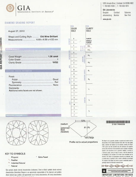 Antique 1.36ct Diamond Platinum Engagement Ring