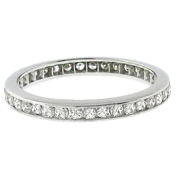 Antique 1920s 0.90ct Round Brilliant Diamond Eternity Platinum Wedding Band