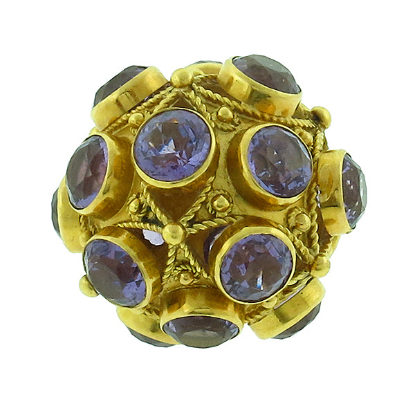 Antique 27.00ct Amethyst Gold Ball Fob/Pendant