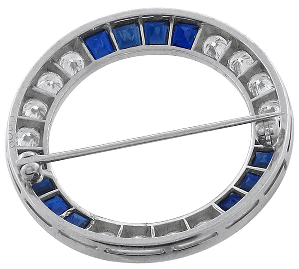 Antique 3.00ct Sapphire 2.50ct Diamond Pin