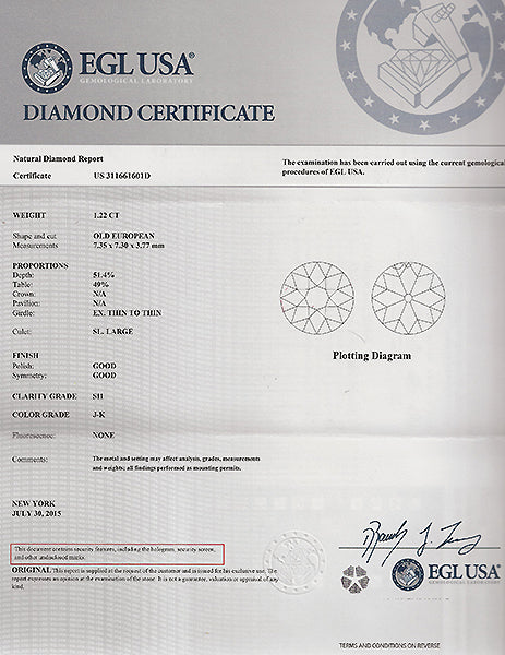 Antique EGL 1.22ct Diamond Engagement Ring