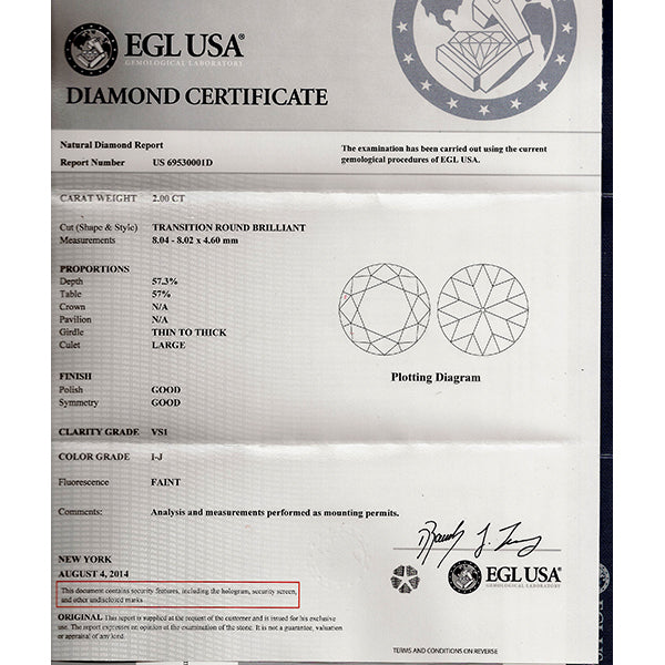 Antique EGL Certified 2.00ct Diamond Sapphire Engagement Ring