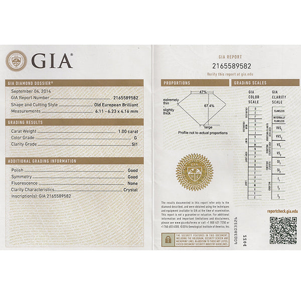 Antique GIA 1.00ct Diamond Engagement Ring