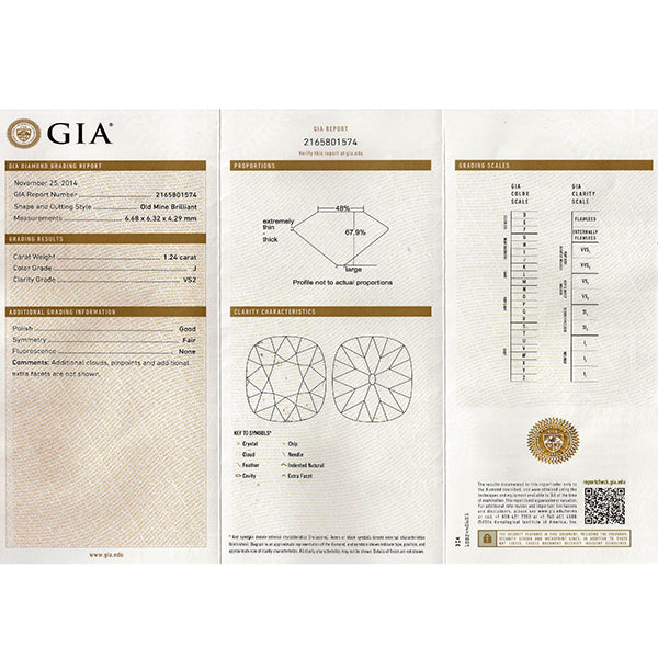 Antique GIA 1.24ct Diamond Engagement Ring