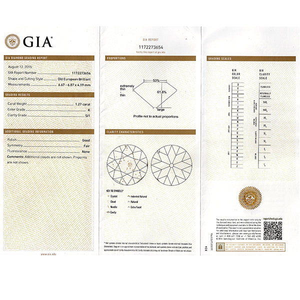 Antique GIA 1.27ct Diamond Engagement Ring