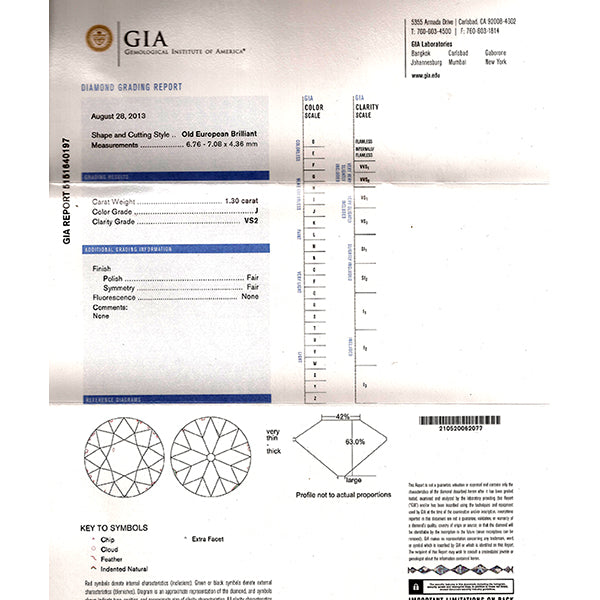 Antique GIA 1.30ct Diamond Engagement Ring
