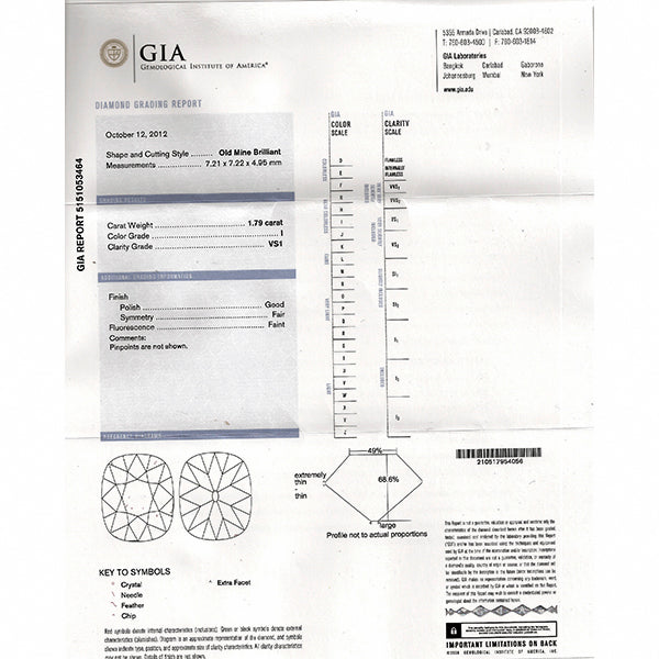 Antique GIA 1.79ct Diamond Engagement Ring