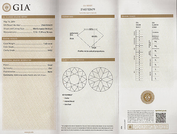 Antique GIA Certified 1.60ct Diamond Engagement Ring