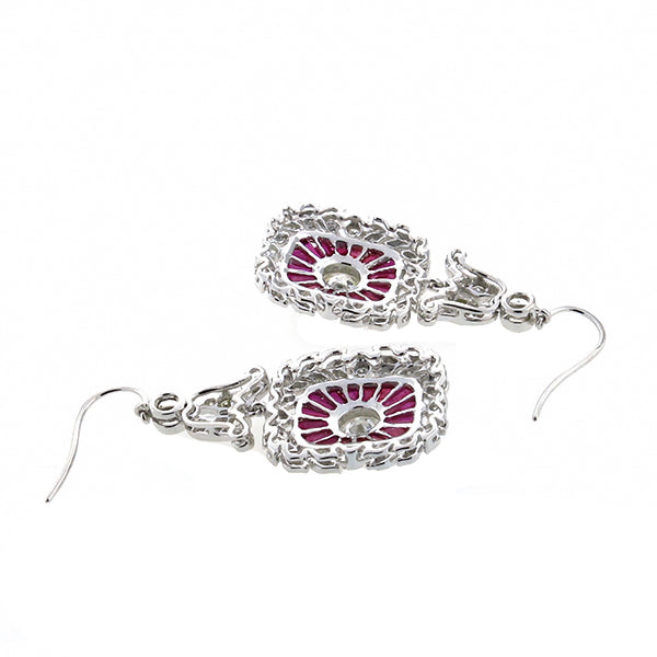 Antique Style 3.11ct Diamond 2.85ct Ruby Earrings