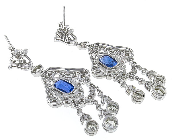 Antique Style 5.30ct Sapphire 1.00ct Diamond Earrings