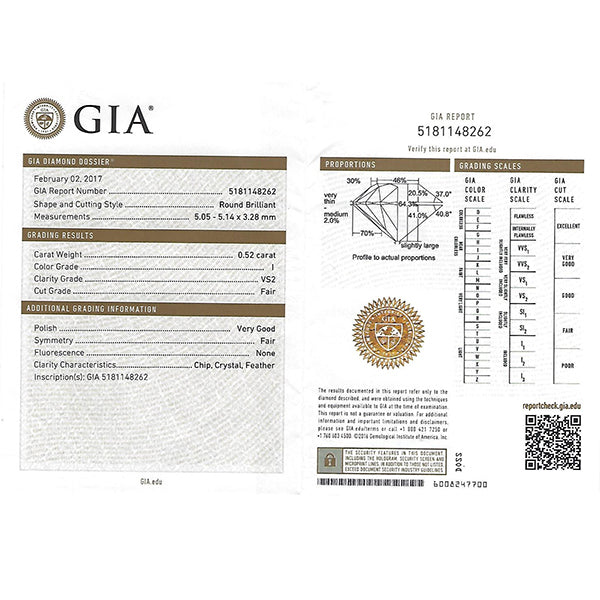 Victorian GIA 0.52ct Round Brilliant Diamond Solitaire 14k Engagement Ring