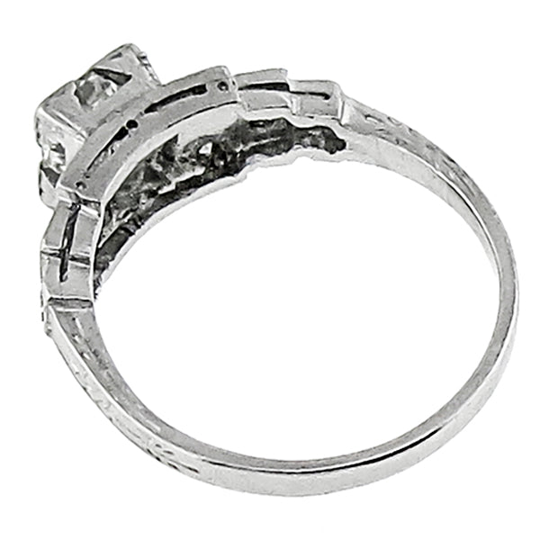 Art Deco 0.50ct Old Mine Cut Diamond Platinum Engagement Ring