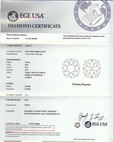 Art Deco 1.96ct Diamond Platinum Engagement Ring