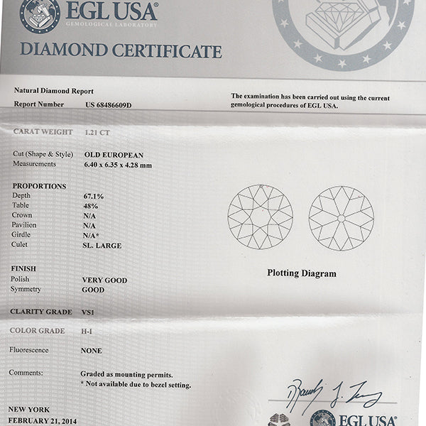 Art Deco EGL Certified 1.21ct Diamond 0.50ct Ruby Engagement Ring