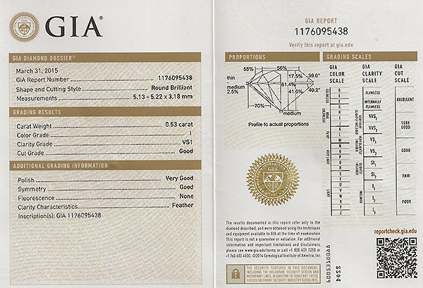 Art Deco GIA Certified 0.53ct Diamond Engagement Ring