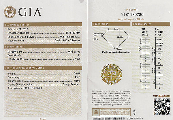 Art Deco GIA Certified 0.88ct Diamond Engagement Ring