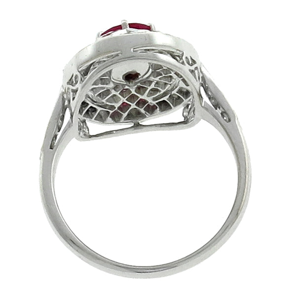 Art Deco Style 1.80cttw Burmese Ruby 0.45ct Diamond Gold Ring