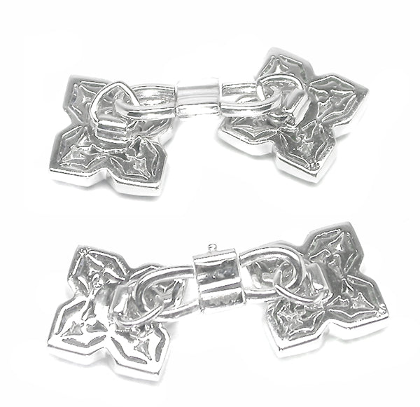 Art Deco Style 18k White Gold Diamond Tsavorite Sapphire Cufflinks