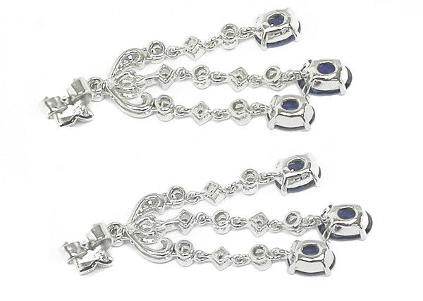 Art Deco Style 3.58ct Sapphire 0.60ct Diamond Chandelier Earrings