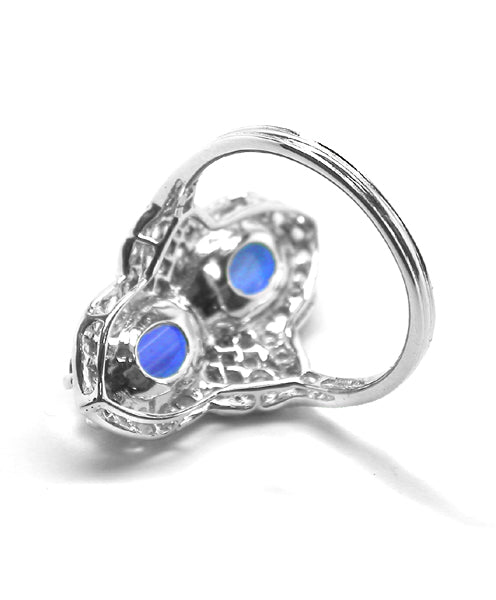 Art Deco Style 5ct Sapphire Diamond 18k Gold Ring