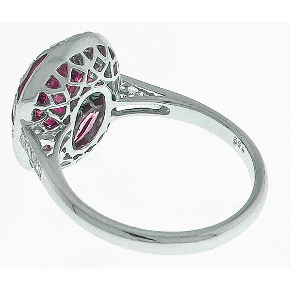 Art Deco Style Pink Tourmaline Diamond Ring
