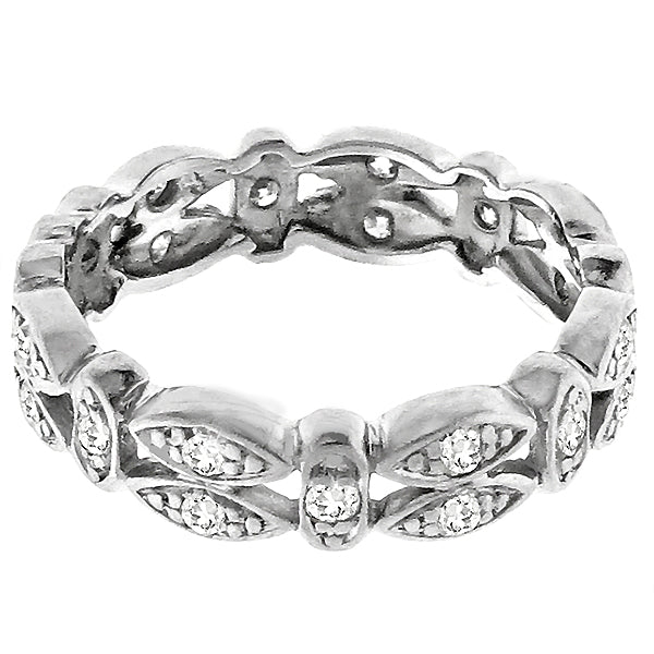 Art Deco 0.85ct Old European Cut Diamond Platinum Wedding Band