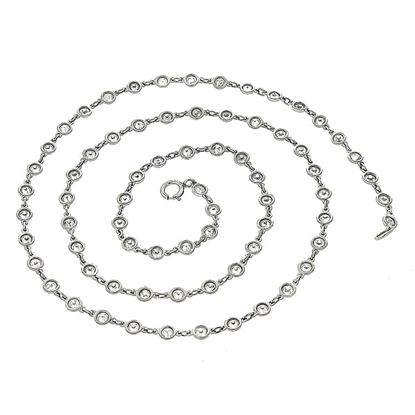 Estate 13.65ct Round Brilliant Diamond By The Yard Platinum Necklace