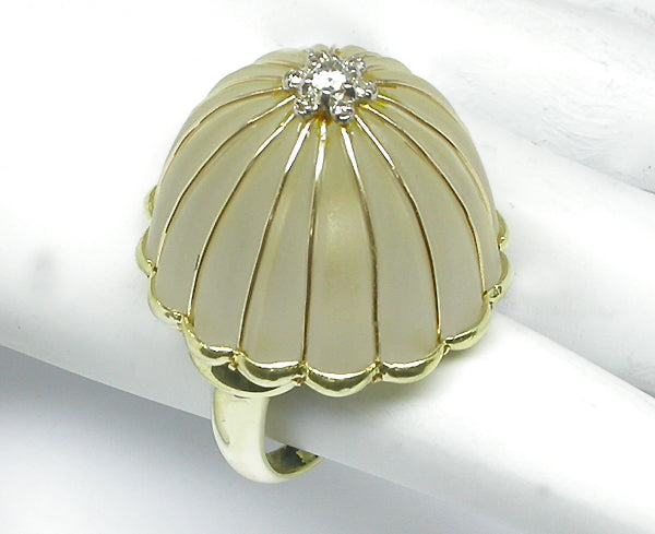 Crystal & Diamond 18k Yellow Gold Cocktail Ring