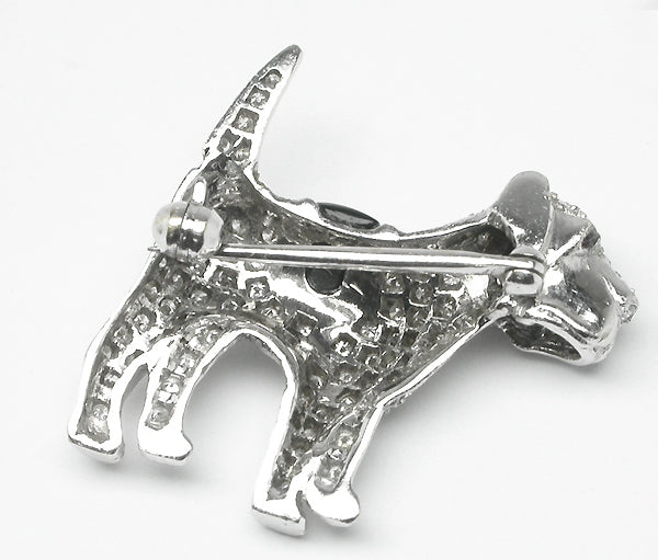 Diamond Onyx Ruby Platinum Dog Pin
