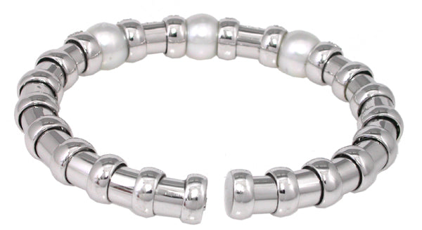 Diamond Pearl 18k Gold Bangle