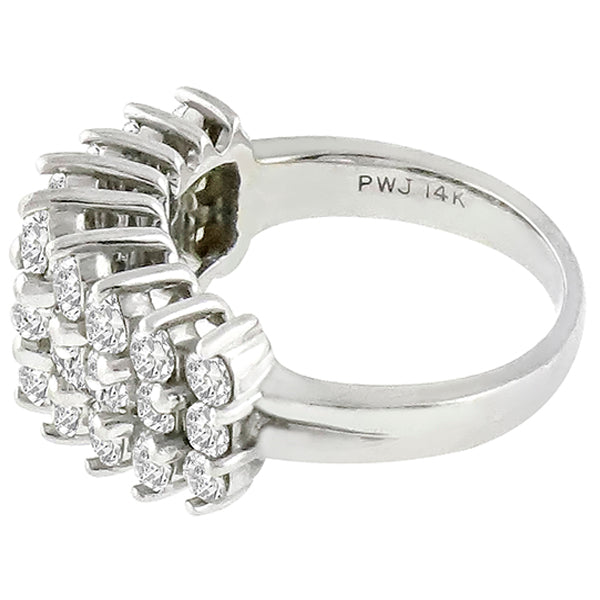 Estate 2.16ct Round Cut Diamond Cluster 14k White Gold Ring