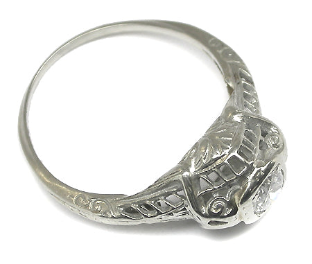 Edwardian 0.35ct Round Cut Diamond 18k White Gold Engagement Ring
