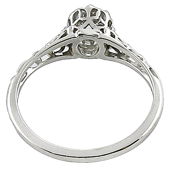 Edwardian 0.46ct Old Mine Brilliant Diamond Platinum Engagement Ring