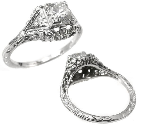 Edwardian 0.78ct Diamond Gold Engagement Ring