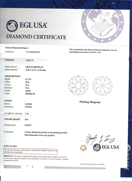 Edwardian 1.06ct Old European Diamond Platinum Engagement Ring