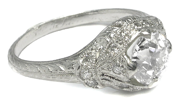Edwardian 1.12ct Old Mine Diamond Platinum Engagement Ring