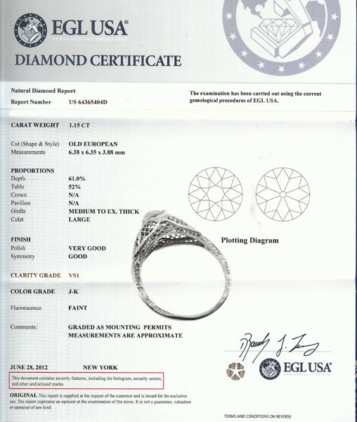 Edwardian 1.15ct Old European Diamond Engagement Ring