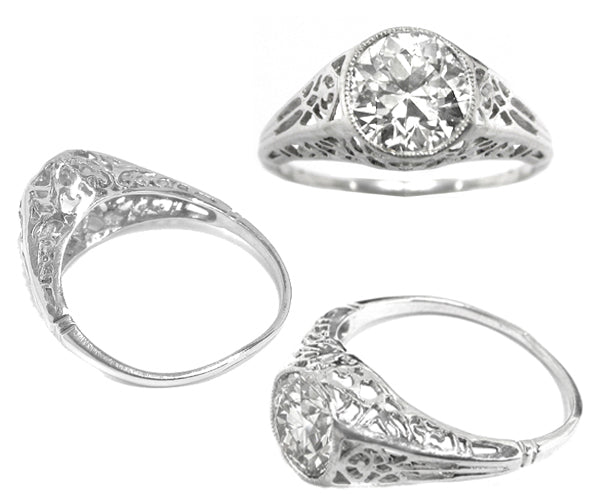 Edwardian 1.15ct Old European Diamond Platinum Engagement Ring