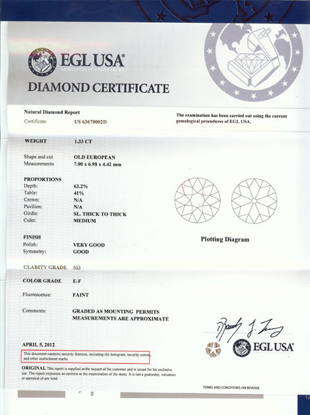 Edwardian 1.33ct Old Mine Diamond Platinum Engagement Ring