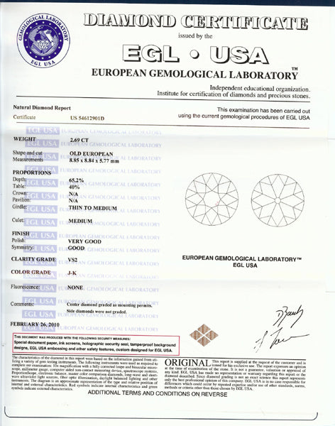 Edwardian 2.69ct Diamond Platinum Engagement Ring
