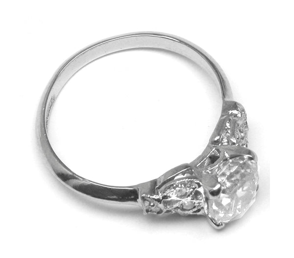 Edwardian Style 1.25ct Old Mine Diamond Platinum Engagement Ring