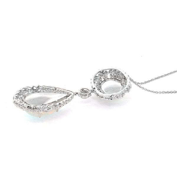 Edwardian Style 17.72ct Opal 1.60ct Diamond Pendant