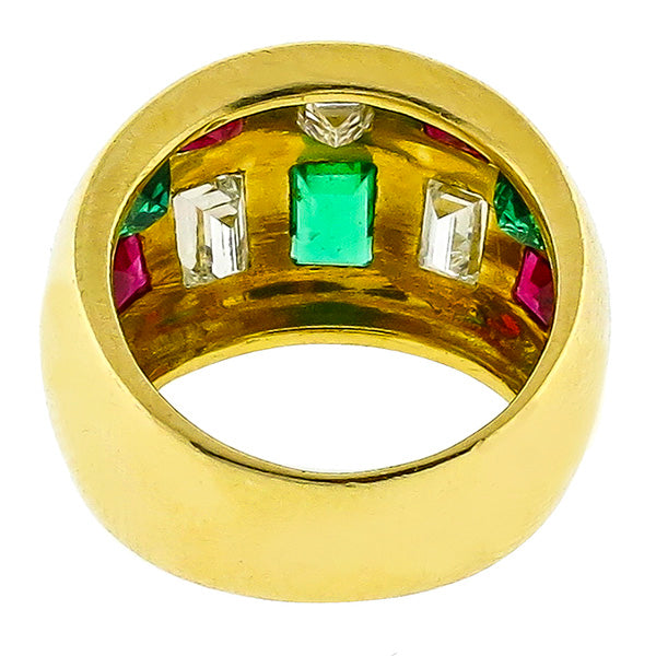 Emerald Ruby & Diamond Gold Ring