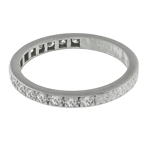 Estate 0.50ct Round Brilliant Cut Diamond 14k White Gold Wedding Band