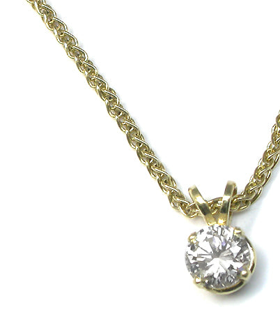 Estate 0.78ct Diamond Solitaire 18k Yellow Gold Necklace