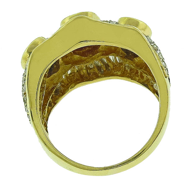 Vintage 1 Carat Ruby 1.5 Carat Sapphire 2.5ct Diamond 18 Karat Yellow Gold Ring