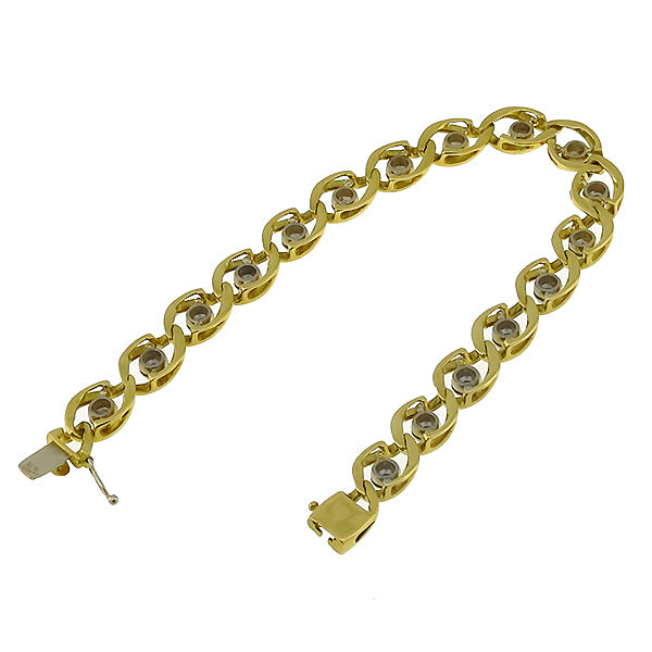 Estate 1.00ct Round Cut Diamond 18k Yellow & White Gold Bracelet