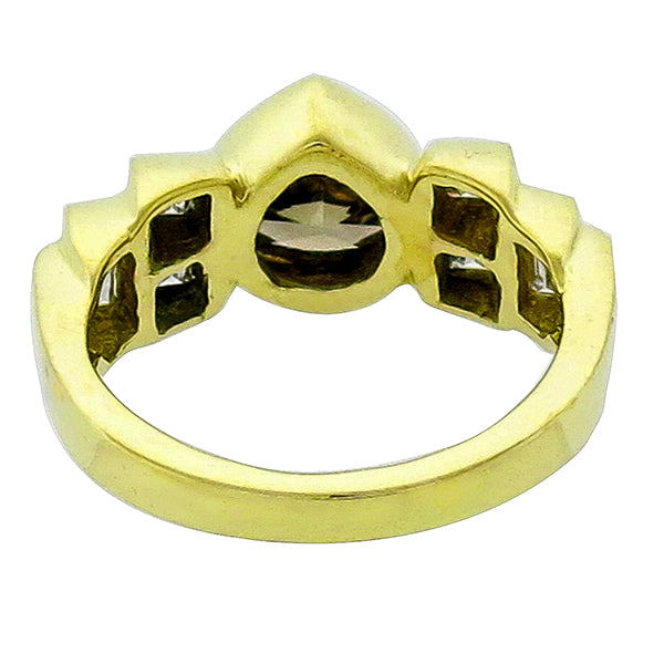 Estate 1.20ct Heart Shape Fancy Brown Diamond 18k Yellow Gold Ring