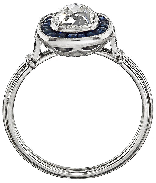 Estate 1.21ct Diamond Sapphire Engagement Ring