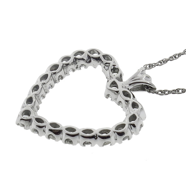 Estate 1.40ct Diamond Gold Heart Necklace